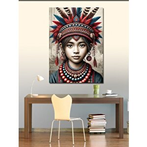 Kanvas Tablo Kızılderili Kız Portresi 70x100 cm