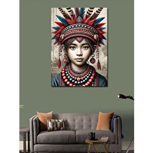 Kanvas Tablo Kızılderili Kız Portresi 70x100 cm