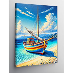 Kanvas Tablo Renkli Yelkenli Manzara 100x140 cm