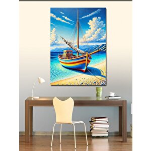 Kanvas Tablo Renkli Yelkenli Manzara 100x140 cm