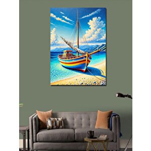 Kanvas Tablo Renkli Yelkenli Manzara 100x140 cm