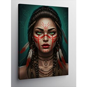 Kanvas Tablo Kızılderili Kadın Portresi 70x100 cm