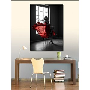 Kanvas Tablo Kırmızı Elbiseli Kadın 50x70 cm