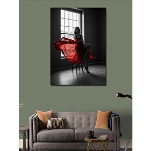 Kanvas Tablo Kırmızı Elbiseli Kadın 50x70 cm