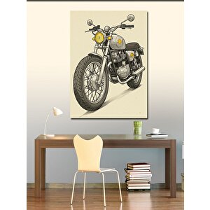 Kanvas Tablo Klasik Motosiklet Çizimi 50x70 cm