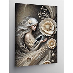 Kanvas Tablo Güllü Kadın Deseni 100x140 cm