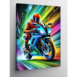 Kanvas Tablo Hızlı Motosiklet Sürüşü 100x140 cm