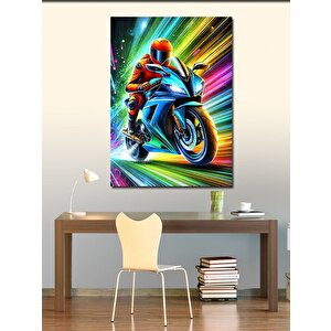 Kanvas Tablo Hızlı Motosiklet Sürüşü 100x140 cm