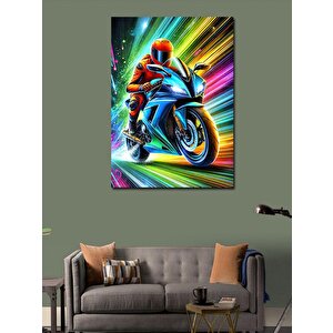 Kanvas Tablo Hızlı Motosiklet Sürüşü 100x140 cm