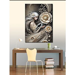 Kanvas Tablo Güllü Kadın Deseni 50x70 cm