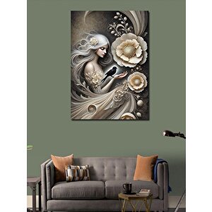 Kanvas Tablo Güllü Kadın Deseni 50x70 cm