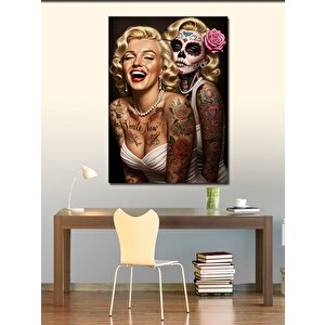 Kanvas Tablo Marilyn Monroe Ve Catrina 100x140 cm