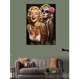Kanvas Tablo Marilyn Monroe Ve Catrina 100x140 cm