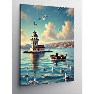 Kanvas Tablo Kız Kulesi Ve Deniz 100x140 cm