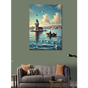 Kanvas Tablo Kız Kulesi Ve Deniz 100x140 cm