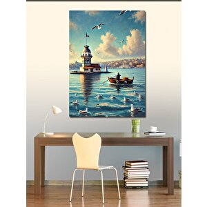 Kanvas Tablo Kız Kulesi Ve Deniz 50x70 cm