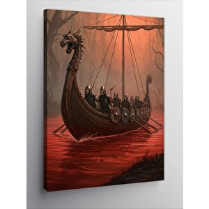 Kanvas Tablo Viking Gemisi Ve Deniz 100x140 cm