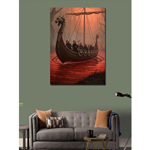 Kanvas Tablo Viking Gemisi Ve Deniz 100x140 cm