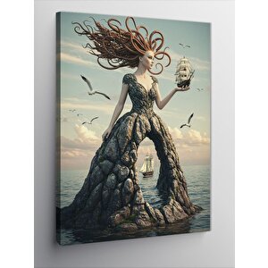 Kanvas Tablo Fırtına Kadını Çizimi 50x70 cm