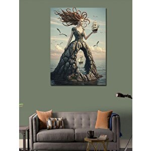 Kanvas Tablo Fırtına Kadını Çizimi 50x70 cm