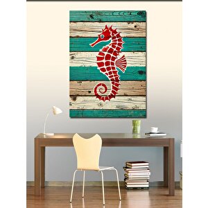 Kanvas Tablo Ahşap Denizatı Motifi 100x140 cm