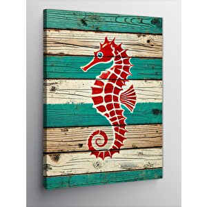 Kanvas Tablo Ahşap Denizatı Motifi 70x100 cm