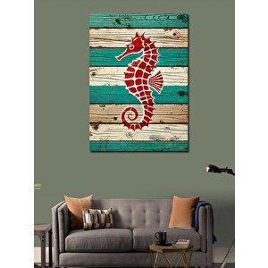 Kanvas Tablo Ahşap Denizatı Motifi 70x100 cm
