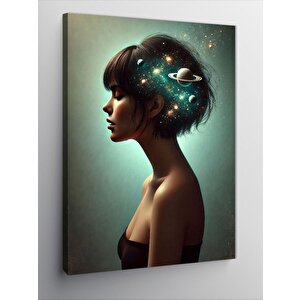 Kanvas Tablo Galaksi Saçlı Kadın 100x140 cm