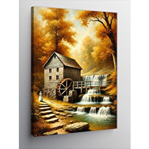 Kanvas Tablo Değirmen Ve Doğa Manzarası 70x100 cm