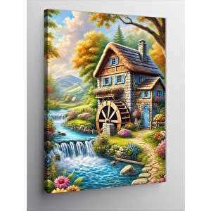 Kanvas Tablo Su Değirmeni Ve Doğa Manzarası 100x140 cm