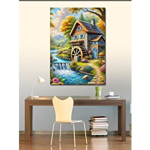 Kanvas Tablo Su Değirmeni Ve Doğa Manzarası 100x140 cm