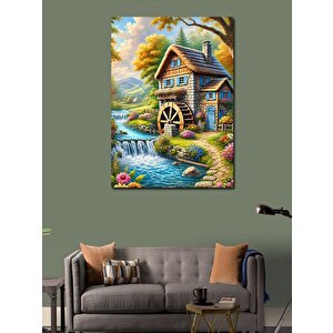 Kanvas Tablo Su Değirmeni Ve Doğa Manzarası 100x140 cm