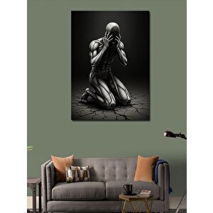 Kanvas Tablo Karanlıkta Çöken İnsan Figürü 70x100 cm