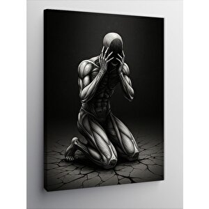 Kanvas Tablo Karanlıkta Çöken İnsan Figürü 50x70 cm