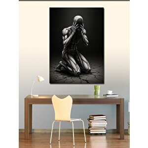 Kanvas Tablo Karanlıkta Çöken İnsan Figürü 50x70 cm