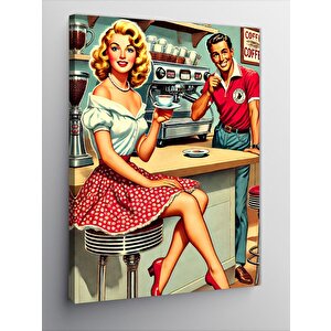 Kanvas Tablo Klasik Kafe Ve Retro Çift 50x70 cm