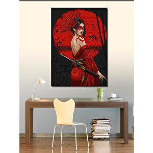 Kanvas Tablo Japon Geishası Ve Kırmızı 100x140 cm