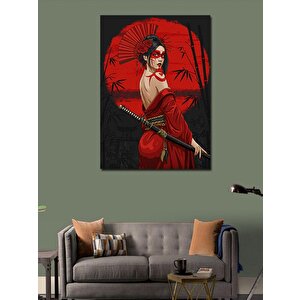 Kanvas Tablo Japon Geishası Ve Kırmızı 100x140 cm