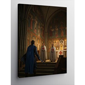 Kanvas Tablo Gotik Kilise Ve İnsanlar 50x70 cm