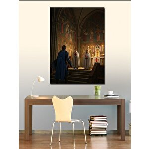 Kanvas Tablo Gotik Kilise Ve İnsanlar 50x70 cm