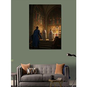 Kanvas Tablo Gotik Kilise Ve İnsanlar 50x70 cm