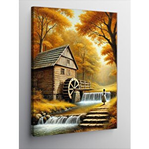 Kanvas Tablo Su Değirmeni Ve Doğa 50x70 cm