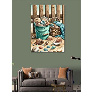 Kanvas Tablo Deniz Kabukları Ve Kovalar 50x70 cm