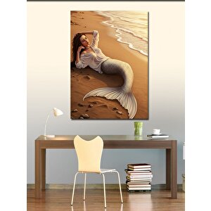 Kanvas Tablo Sahilde Yatan Deniz Kızı 50x70 cm