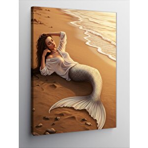 Kanvas Tablo Sahilde Yatan Deniz Kızı 100x140 cm
