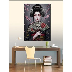 Kanvas Tablo Japon Kadın Ve Yelpaze 100x140 cm