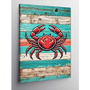 Kanvas Tablo Ahşap Yengeç Motifi 100x140 cm