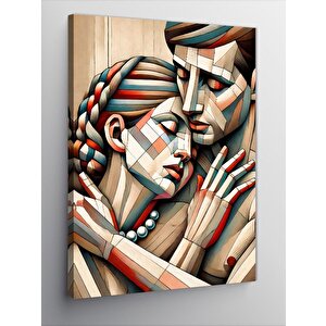 Kanvas Tablo Aşıklar Ve Renkli Çizim 50x70 cm