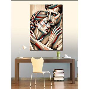 Kanvas Tablo Aşıklar Ve Renkli Çizim 50x70 cm