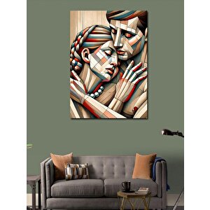 Kanvas Tablo Aşıklar Ve Renkli Çizim 70x100 cm